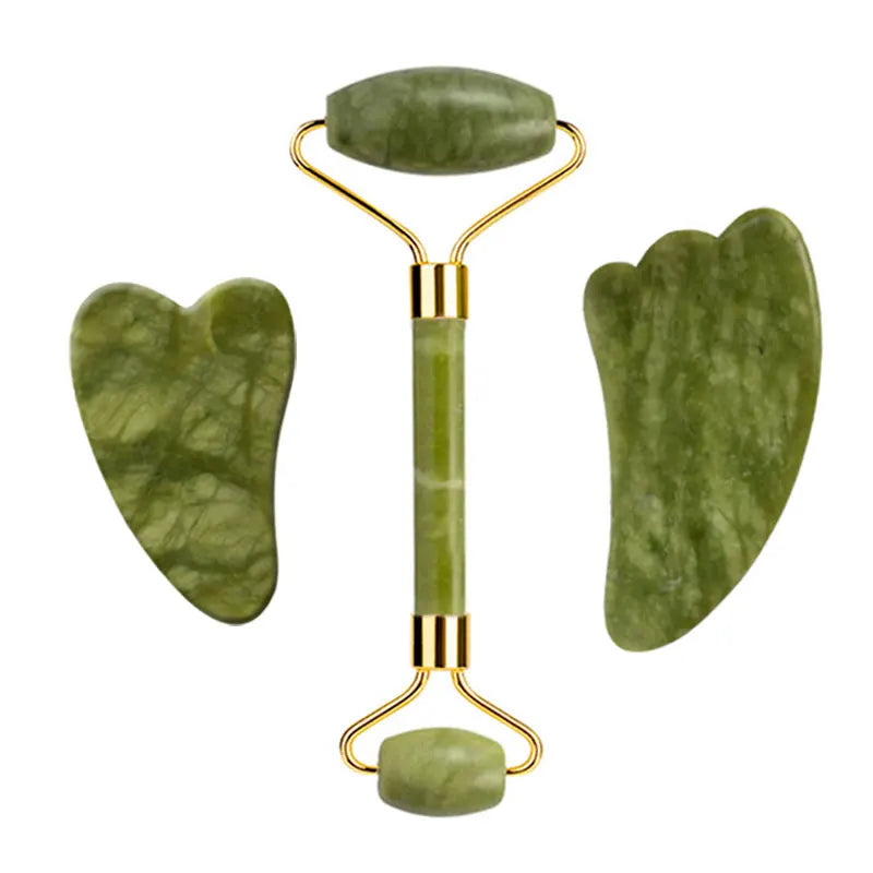Masque Yeux Pierre de Jade Massage Facial Roller Guasha Thérapie Froide - SHOP VELUMIA