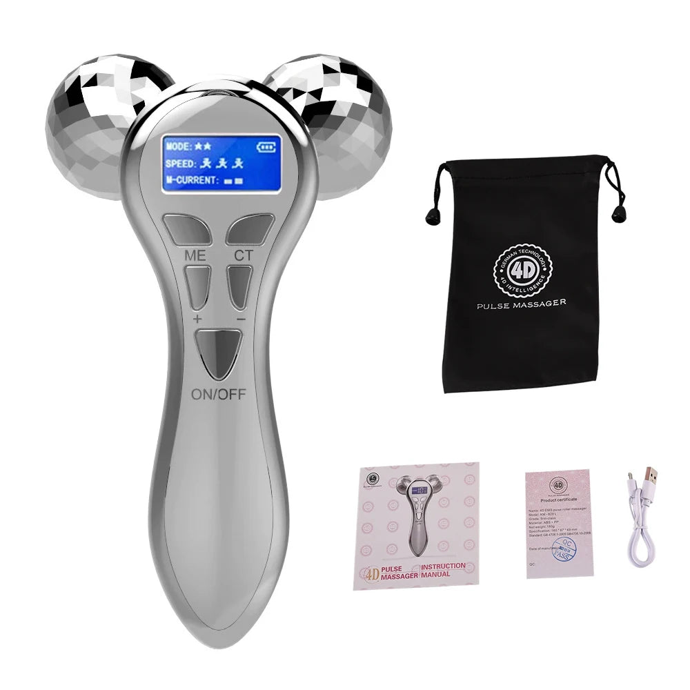 Rouleau Facial EMS 4D | Microcourant & Vibration Lifting – Velumia - SHOP VELUMIA