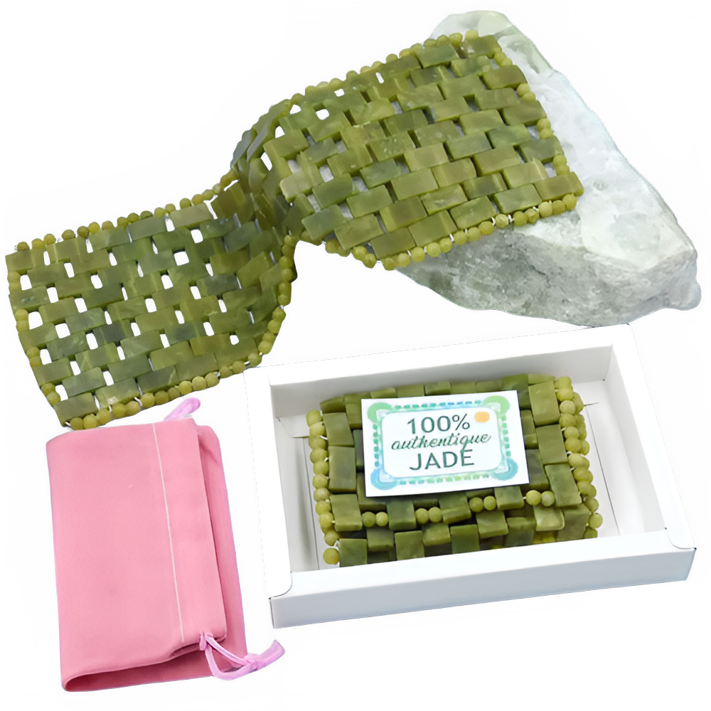 Masque Yeux Pierre de Jade Massage Facial Roller Guasha Thérapie Froide - SHOP VELUMIA